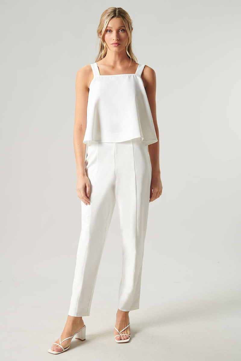 Sheldyn Square Neck Knot Strap Top: White / L