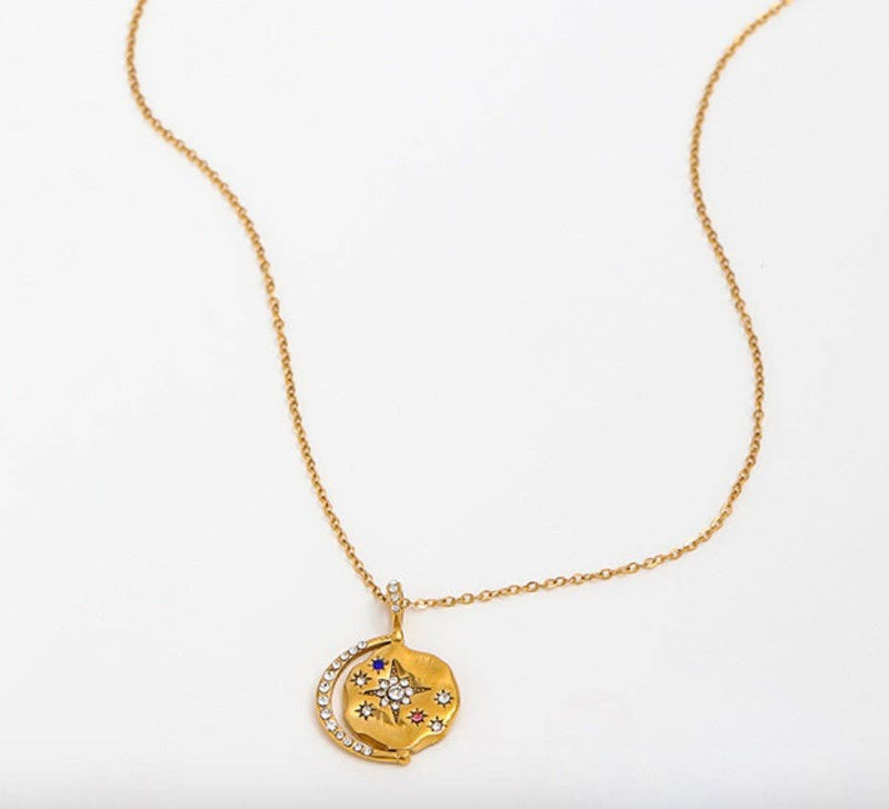 Enough Collection- Talisman 14K Gold Steel Necklace: Goddess