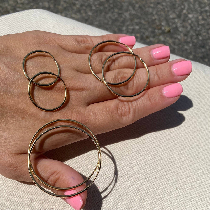 18k Gold Filled Endless Hoop Earrings Gold Hoops 20mm, 30mm,: Hoop 60mm