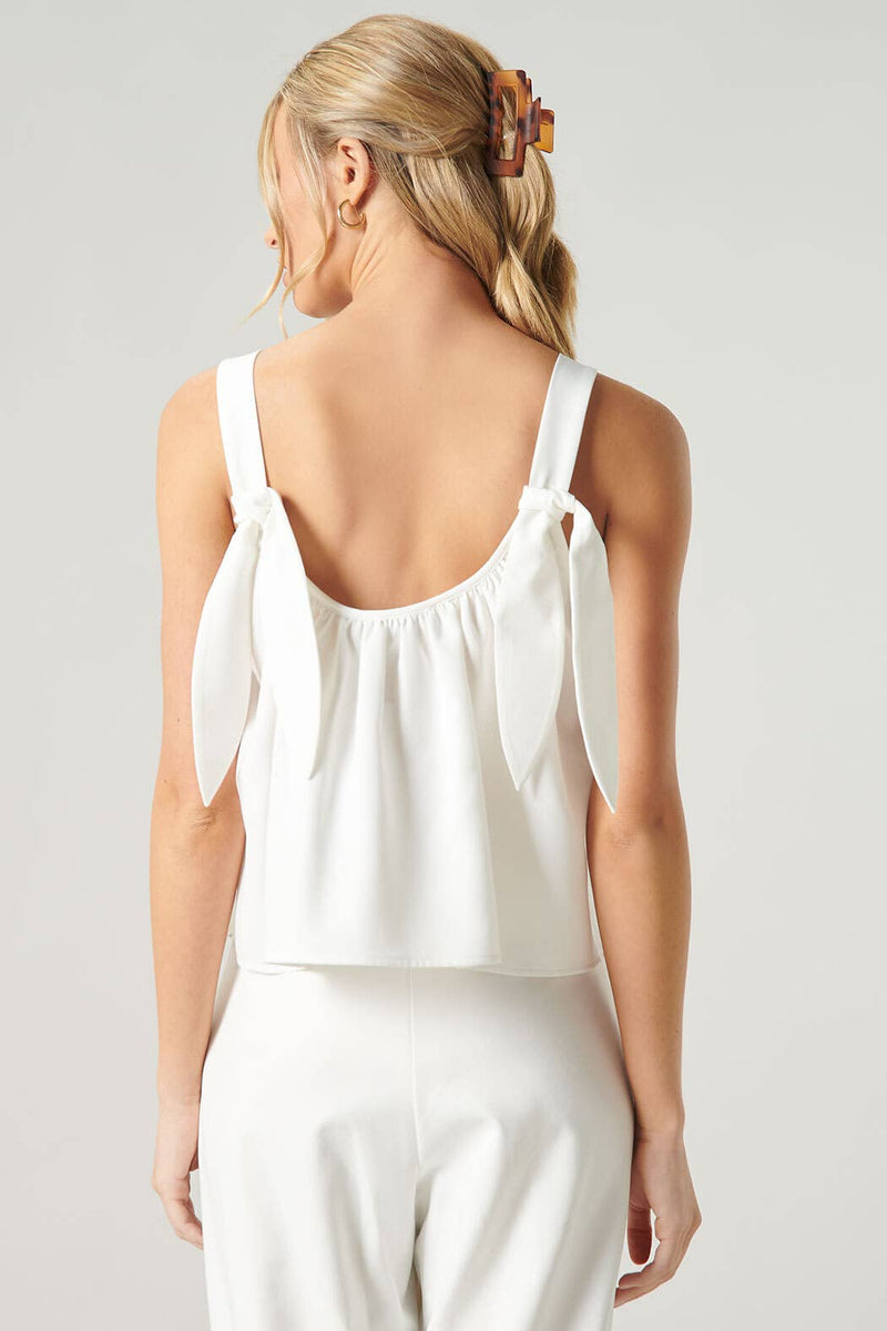 Sheldyn Square Neck Knot Strap Top: White / L