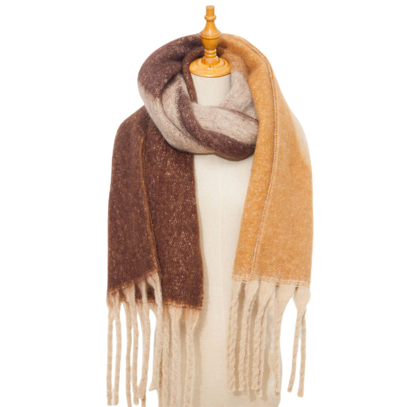 Soft Chunky Abstract Fleece Scarf With Tassel (8 colors): 03