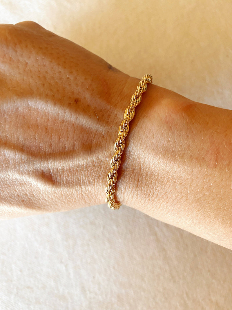 18k Gold Filled 4mm Rope Bracelet: 6.5 inches