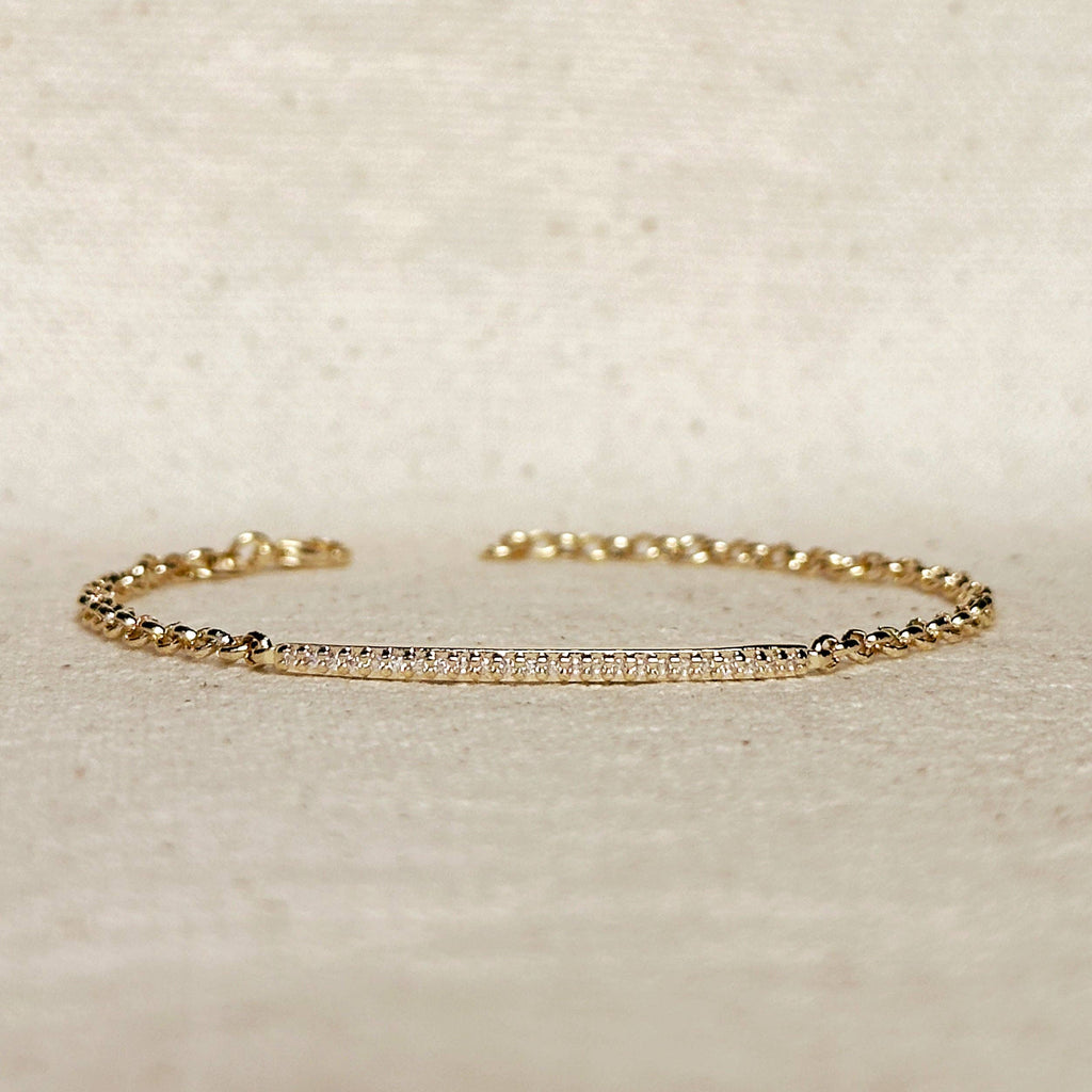 18k Gold Filled 2mm CZ Bar Bracelet