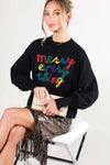 Merry everything letter sweater VT81729: L / BLACK