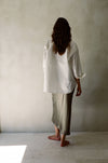 AR1071 | Woven Cotton Button Down Long Sleeve Shirt Top: Off White / S