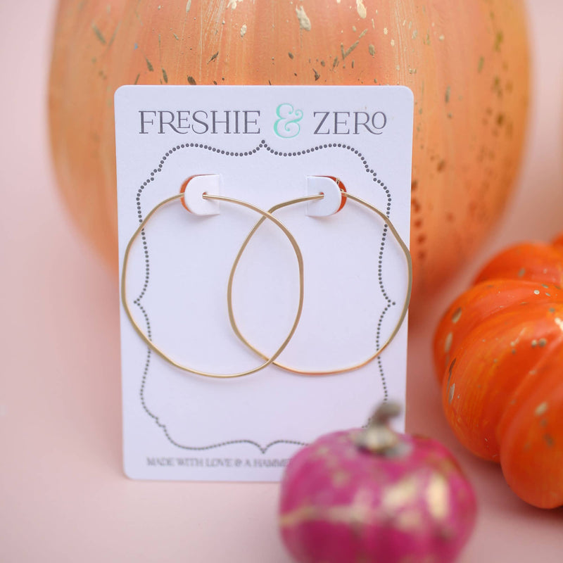 Minimal Hoop Earrings - Large Organic Circles: Sterling Silver