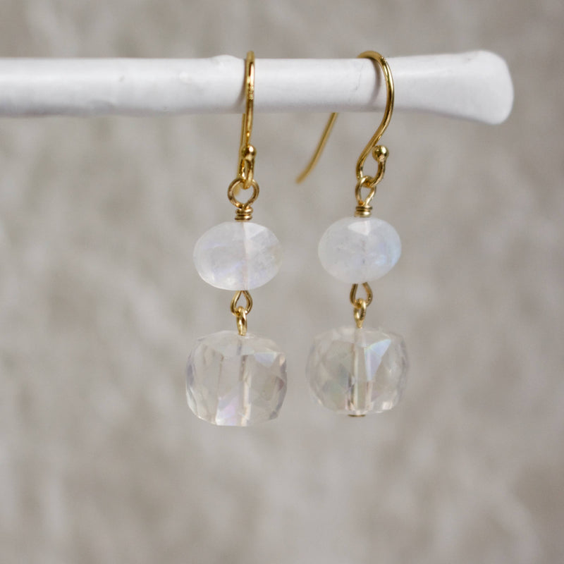 Dainty Semi Drop Earrings: Lab/Pink Ruit.