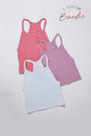 S1053BDL | 3 IN 1 BUNDLE PACK - KNOCK OUT HALTER TOP: French Pink/Pink Lilac/White / SM