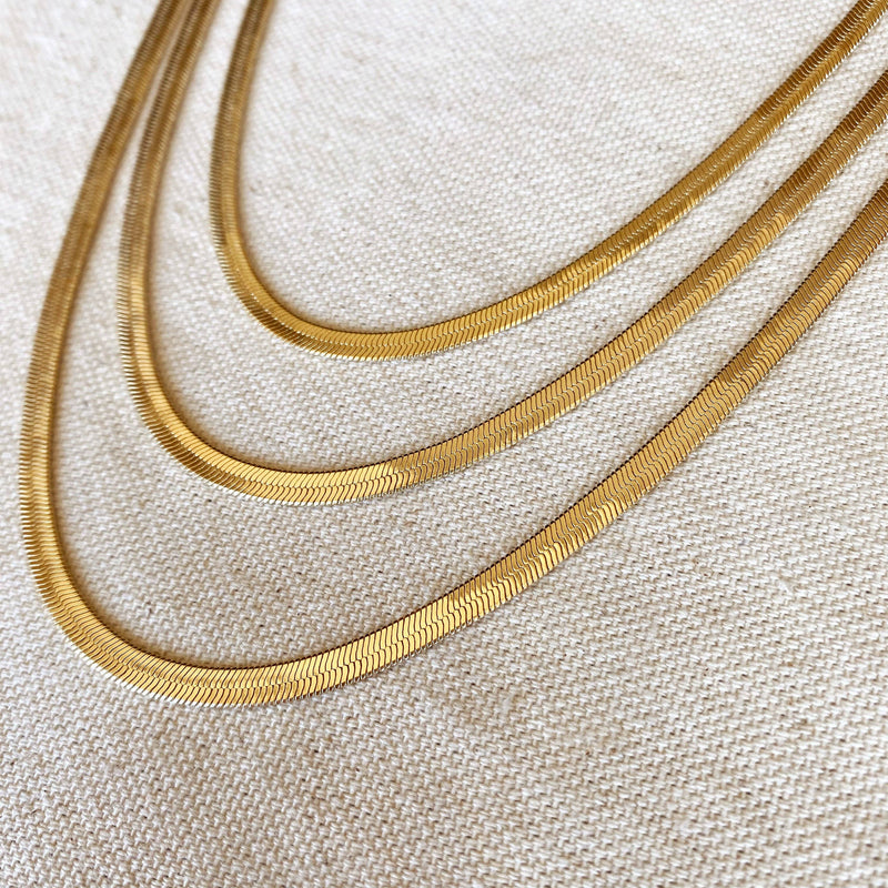 18k Gold Filled 4.0mm Thickness Herringbone Chain: 18 inches