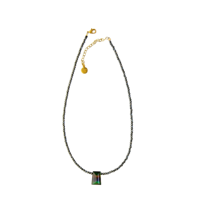 Ammolite Beaded Pendant: Sunstone