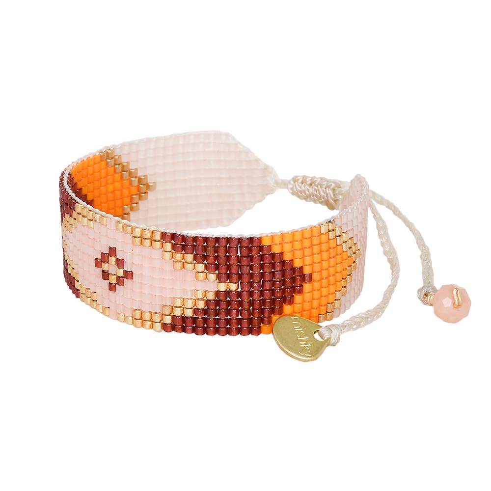 Peeky adjustable bracelet S-11932: Pink_Red wine_Gold_Mustard_Beige / Basics Classics