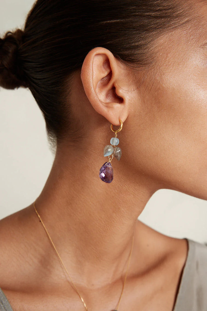 Ophelia Drop Earrings Amethyst and Mix