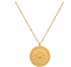 This is an invitation to journey home to yourself, to tend to the brilliance of your inner light. An 18kt gold plate necklace gleams with an intricate mandala pendant. Designed to reflect the multi-layered petals of the lotus flower, a symbol of new begin