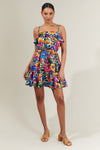 Santa Elena Rain Dance Convertible Ruffle Flounce Mini Dress: FLORAL-MULTI / M