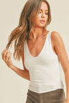 MDT1201PRM DOUBLE LAYERED V-NECK TANK TOP: M / OFF WHITE