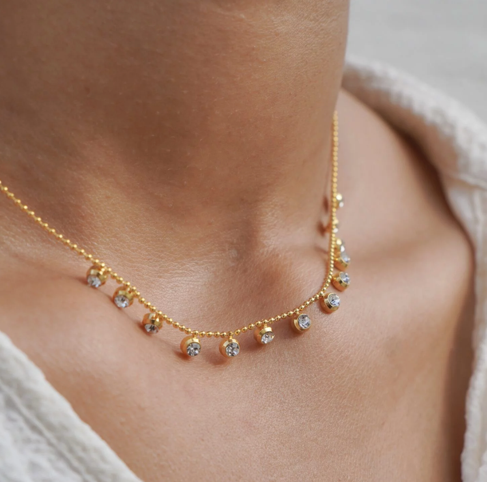 The Sweetest Thing. Bead Chain and Dangle Crystal Necklace