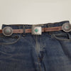 Western Genuine Distressed Leather belt Alternating Conchos: Black / M/L