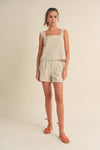 P3188ST ELASTIC WAIST BAND SHORTS: TOFFEE / S