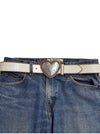 Western Heart Buckle w. Vintage Leather belt: Black / XL