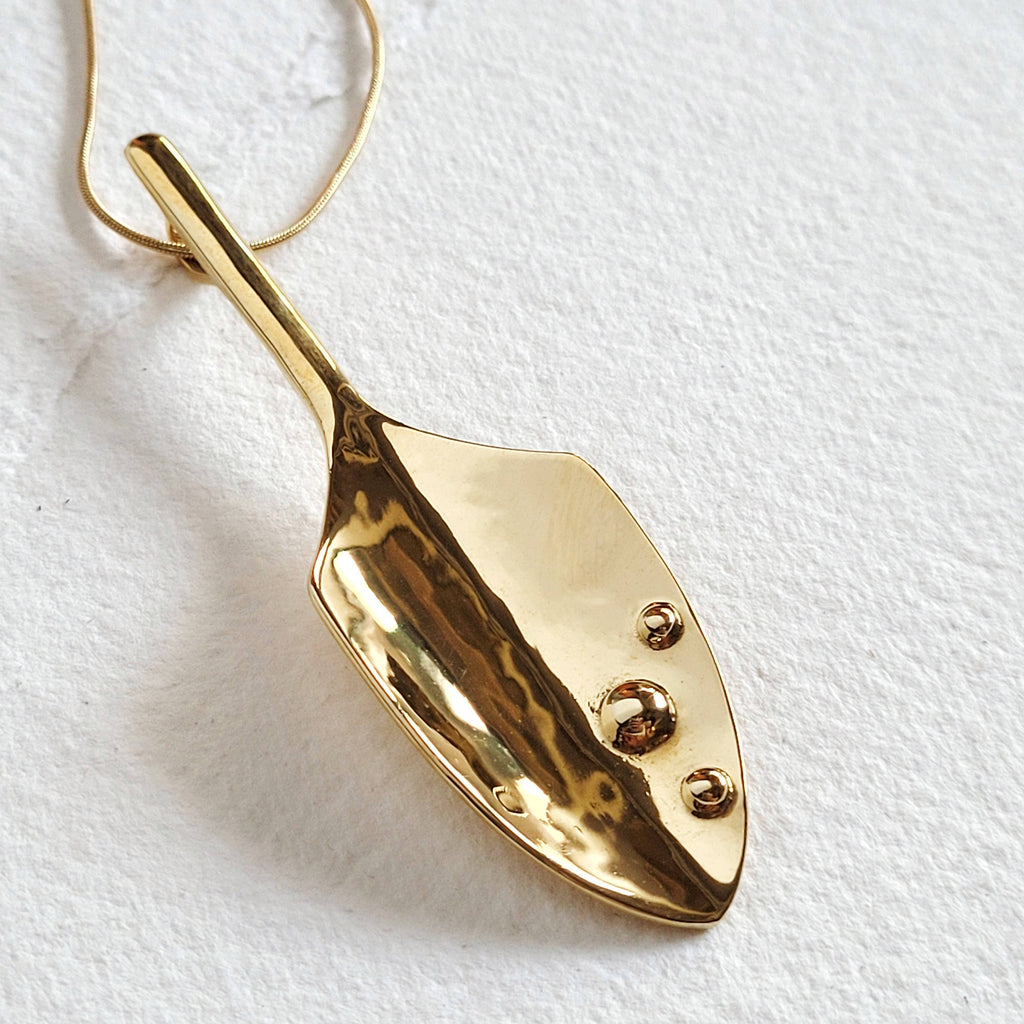 Brass shovel garden charm pendant Necklace designer