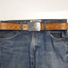 Silver Rodeo Buckle with Vintage floral tooled belt: Tan / M