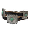 Western Genuine Distressed Leather belt w.Rectangular concho: Black / S/M
