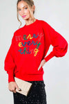 Merry everything letter sweater VT81729: L / BLACK