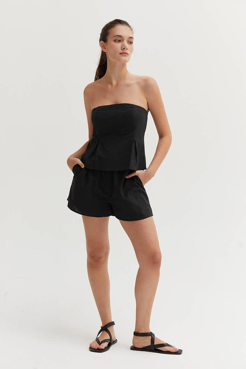 CT9002 - Courtney Linen Blend Tube Top: S / Black