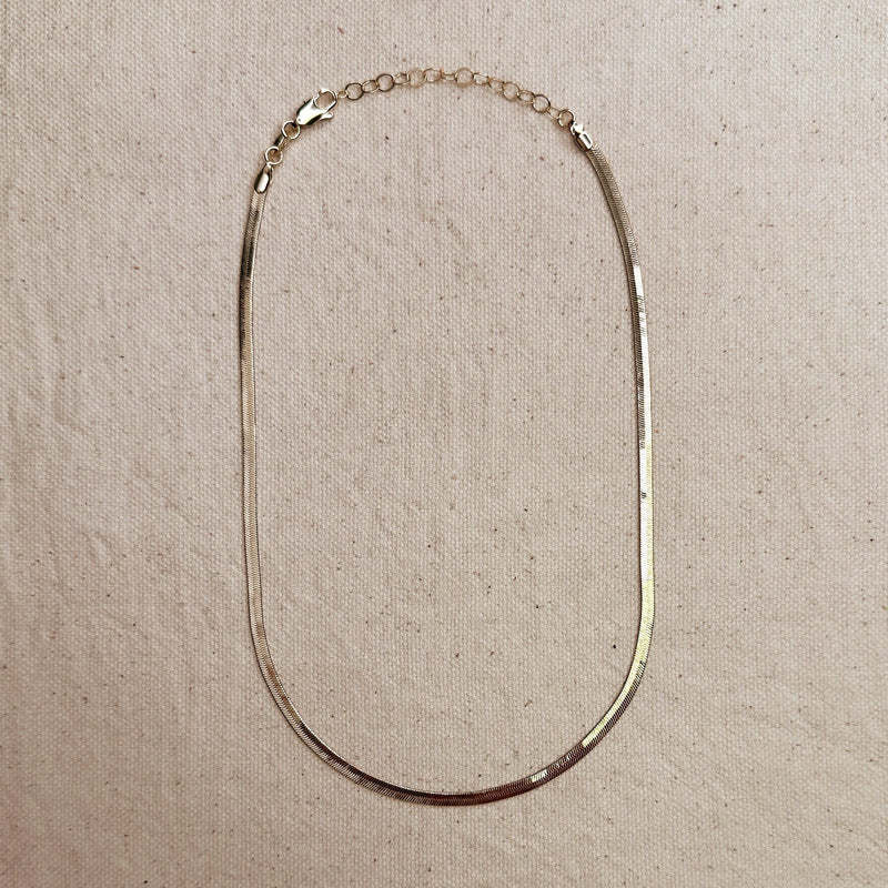 18k Gold Filled 3.0mm Thickness Herringbone Chain, Anklet, B: 14 inches choker
