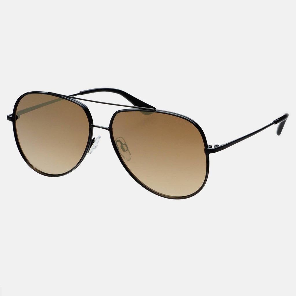 Max Mens Womens Aviators Sunglasses: Black / Gold Mirror