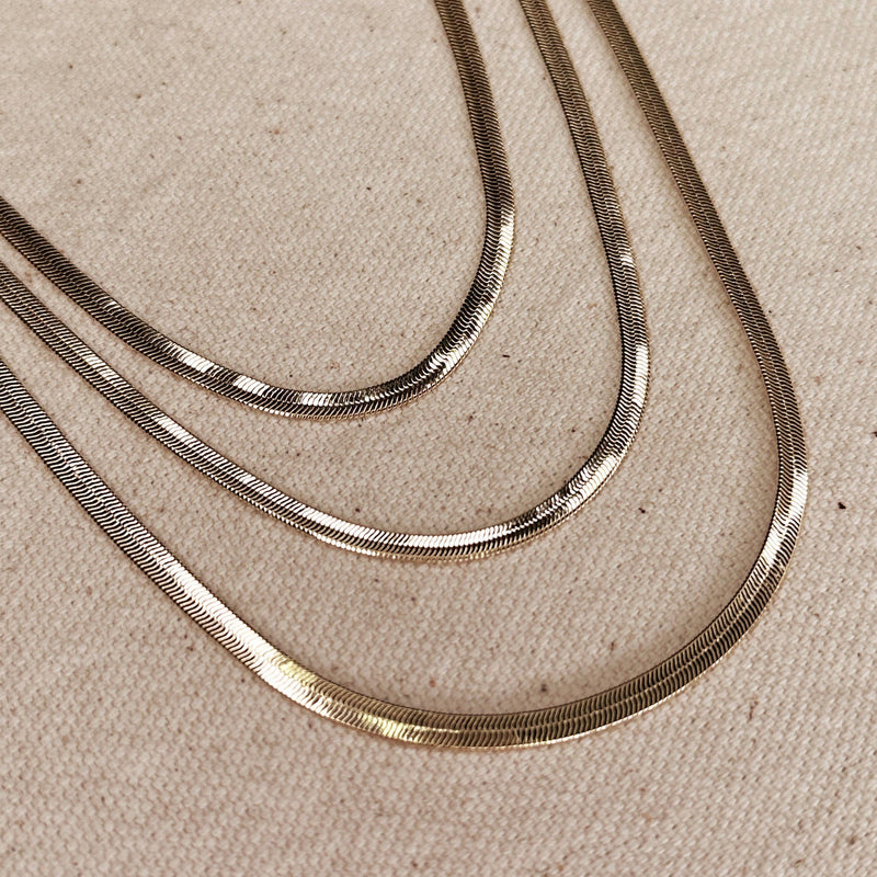 18k Gold Filled 3.0mm Thickness Herringbone Chain, Anklet, B: 14 inches choker