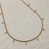 18k Gold Filled 2mm Curb Chain With Bezel CZ Drops Necklace: 14+2 extender