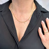 18k Gold Filled 2mm Curb Chain With Bezel CZ Drops Necklace: 14+2 extender