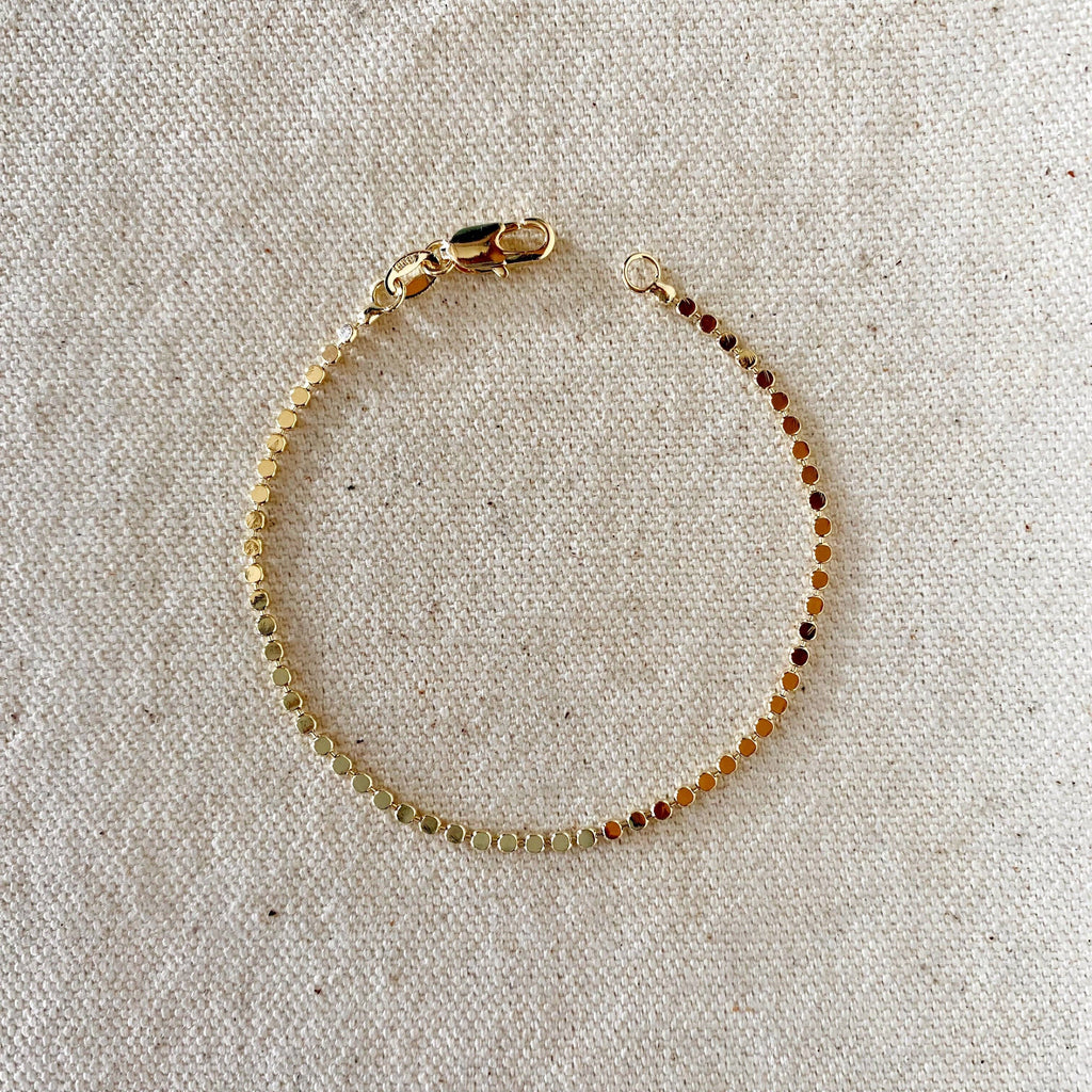 18k Gold Filled 2mm Dot Ball Bracelet: 7 Inches