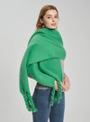 Chunky Solid Color Oblong Brushed Tassel Scarf: 10/Khaki