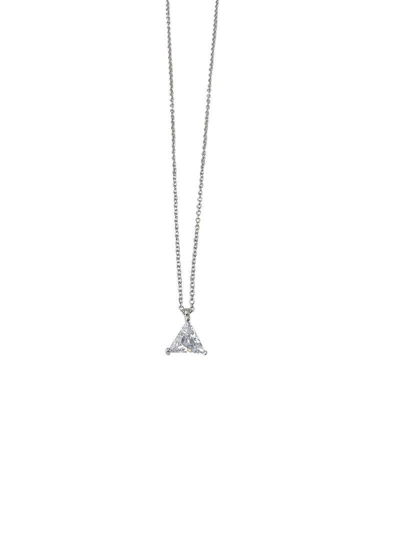 Single Solitaire Necklace: Gold/Triangle