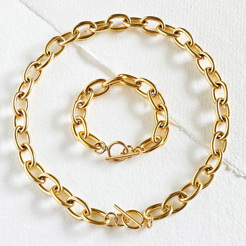 Gold plated 18k gold links infinity necklace bracelet : Necklace