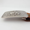 Silver Rodeo Buckle with Vintage floral tooled belt: Tan / M