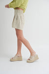 P3188ST ELASTIC WAIST BAND SHORTS: TOFFEE / S