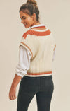 Listen Up Contrast Color Sweater Vest: IVORY RUST: XSMALL