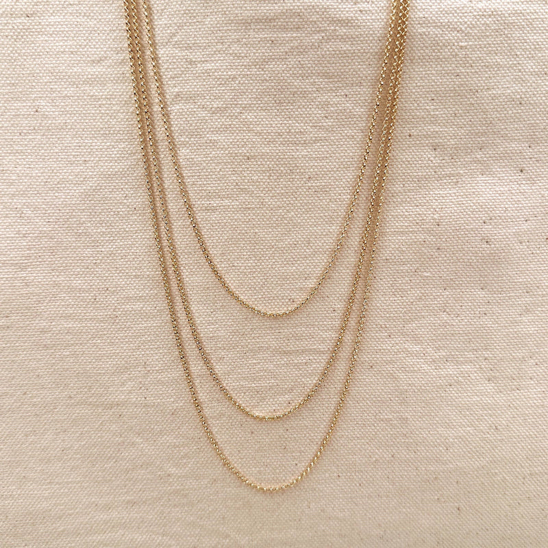 18k Gold Filled 1.5mm Rolo Chain Available in 16", 18", 20",: 18 inches