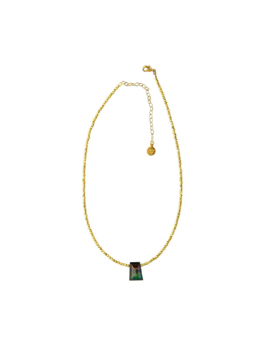 Ammolite Beaded Pendant: Gold Pyrite