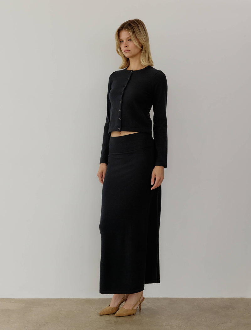 The Dane Skirt | Knit Maxi Skirt: BROWN / MEDIUM