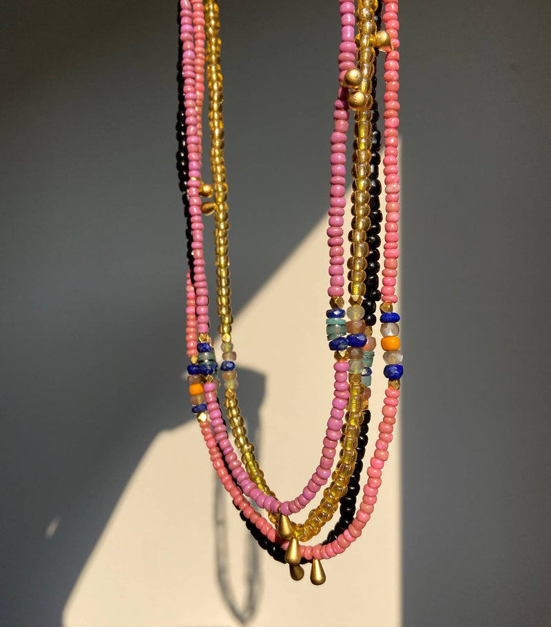 Bead Capsule Necklaces: Pink