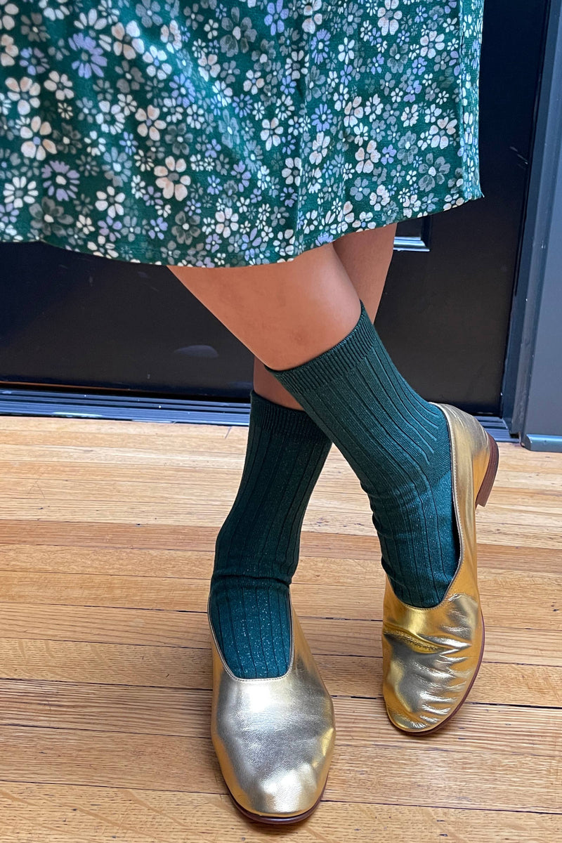 Her Socks - Modal Lurex: Bronze Glitter