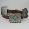 Western Genuine Distressed Leather belt Alternating Conchos: Black / S/M