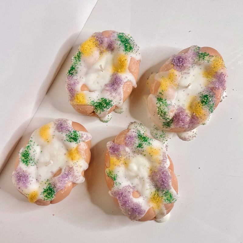 Mardi Gras King Cake Candle New Orleans Home Decor NOLA