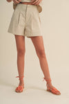 P3188ST ELASTIC WAIST BAND SHORTS: TOFFEE / S