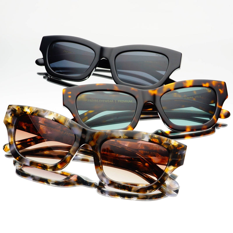 Aurora Acetate Cat Eye Sunglasses: Tortoise / G15