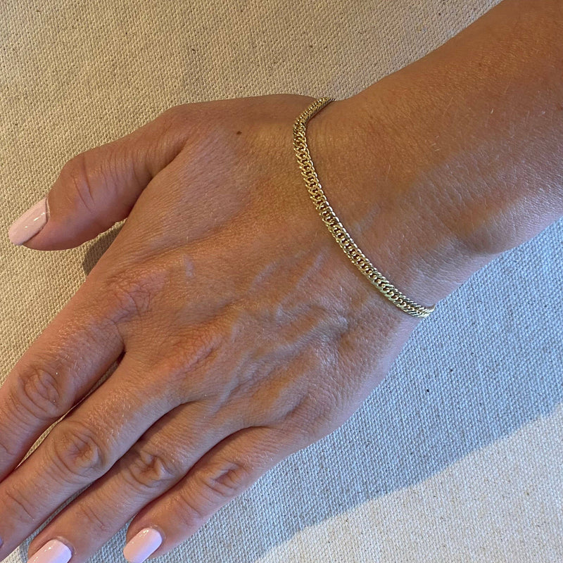 18k Gold Filled Double Curb Chain Bracelet Cuban: 7 inches